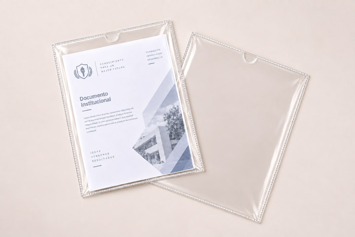 Micas portadocumentos transparentes con un documento