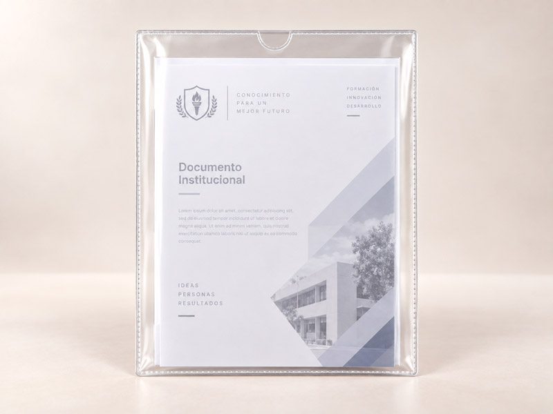 Mica portadocumentos transparente con una hoja impresa
